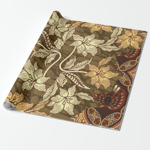 Indonesisk batik-motiv med flora- och fauna-patte presentpapper