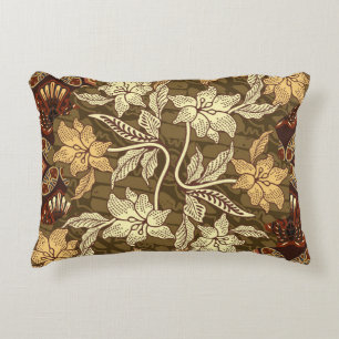 Indonesisk batik-motiv med flora- och fauna-patte prydnadskudde