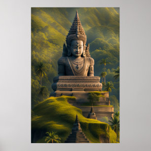 Indonesisk Bergs Buddha Poster