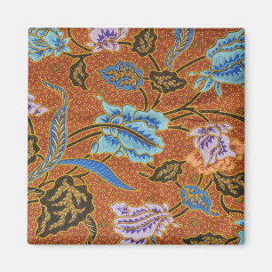 Indonesisk Blommigt Batik - Guld Magnet