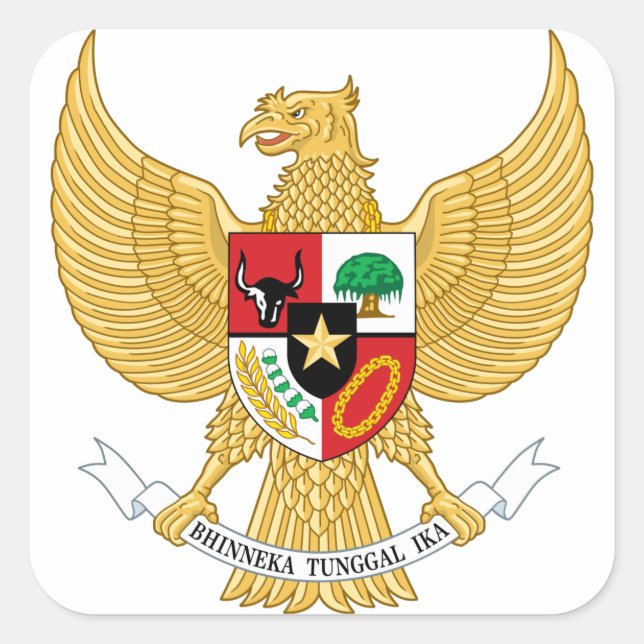 indonesisk emblem fyrkantigt klistermärke (Framsida)