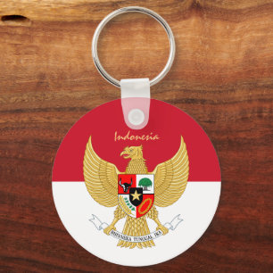 Indonesisk flagga, emblem och indonesisk helgdag/s nyckelring
