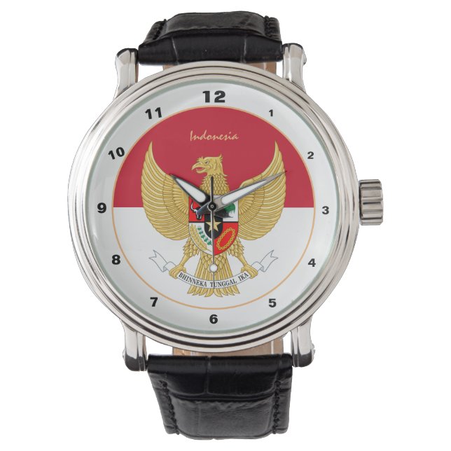 indonesisk Flagga, Indonesien mode / sport Armbandsur (Framsida)