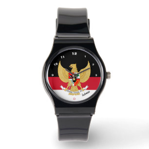 Indonesisk Flagga Watch, emblem, Indonesia/sport Armbandsur