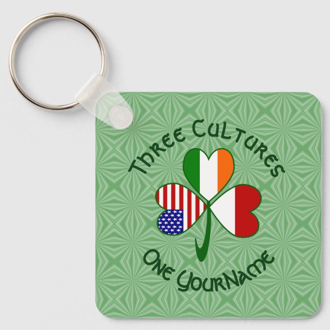 Indonesisk irländsk amerikansk Flaggor Shamrock Di Nyckelring (Framsida)