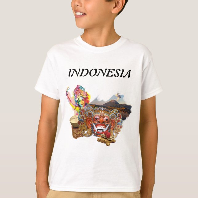 Indonesisk Java Dance och söta djur T-Shirt Kids (Framsida)