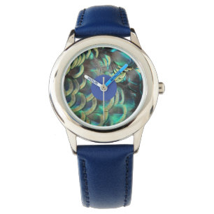 Indonesisk peacock Feathers Mönster Kids Watch Armbandsur