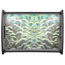 Indonesisk peacock Feathers Mönster Serving Tray Frukostbricka