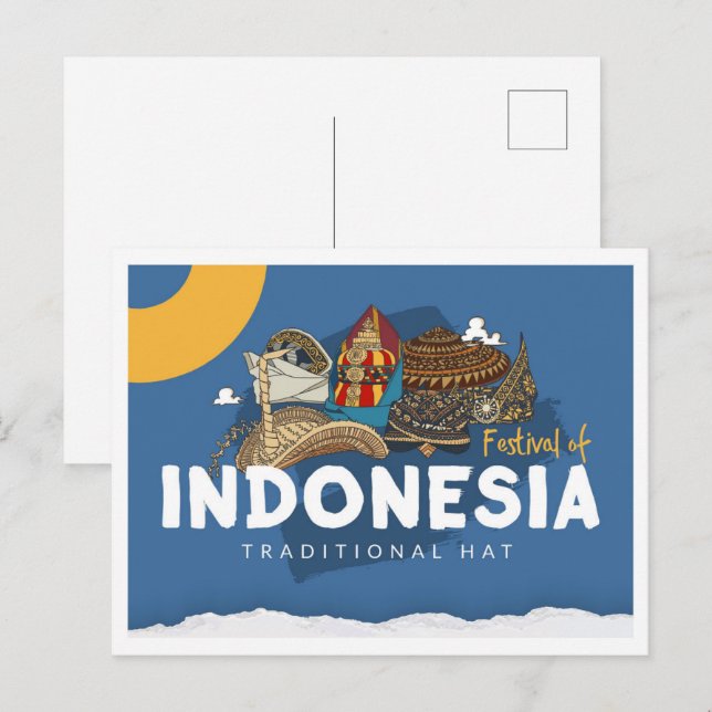 Indonesisk Traditionell Hatt Resa Vykort (Fram/baksida)