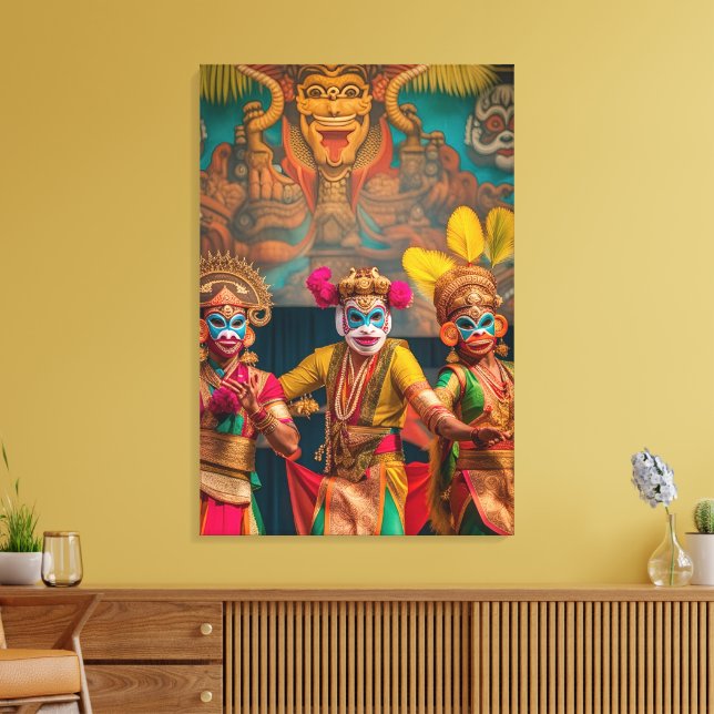 Indonesiska Bali Maskerade Dansare  Canvastryck (Insitu (Vardagsrum))