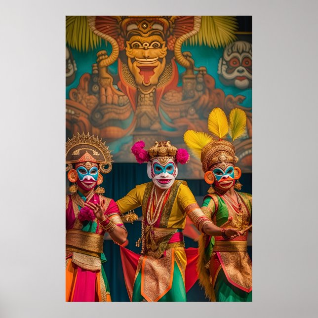 Indonesiska Bali maskerade dansare  Poster (Framsidan)