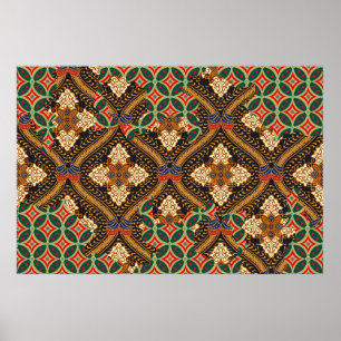 Indonesiska batikmotiv med mycket distinkt plan poster