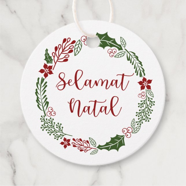 Indonesiska God jul, Anpassningsbar Gåvor Etiketter (Framsida)