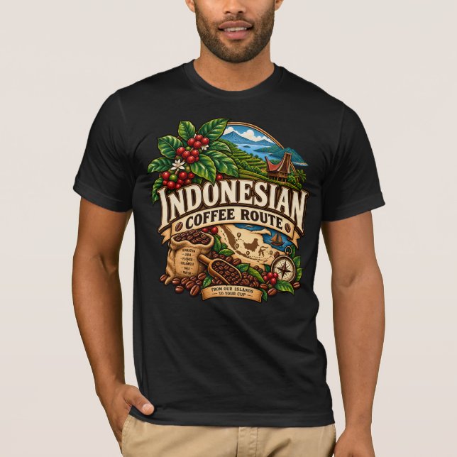 Indonesiska Kaffevägen T Shirt (Framsida)