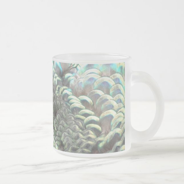 Indonesiska peacock Feathers Mönster Fr. Glass Mug Frostad Glasmugg (Höger)