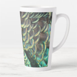 Indonesiska peacock Feathers Mönster Latte Mugg