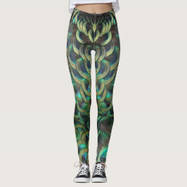 Indonesiska peacock Feathers Mönster Leging Leggings