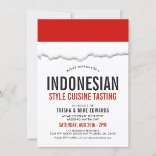 Indonesiskt Cuisine   Party Flagga Vita Inbjudan