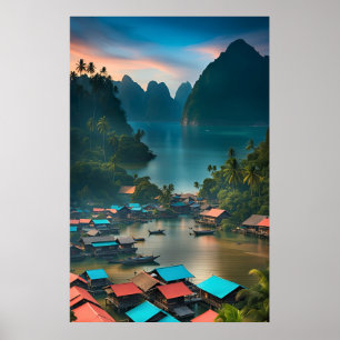 Indonesiskt fiskesamhälle poster