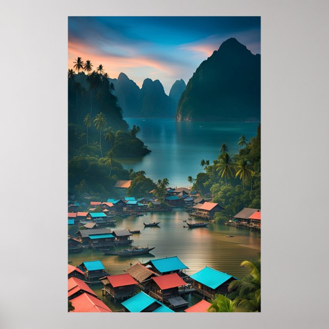 Indonesiskt fiskesamhälle poster (Framsidan)