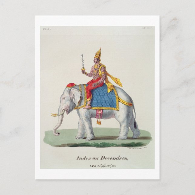 Indra eller Devendra från "L'Inde francaise...", t Vykort (Framsida)