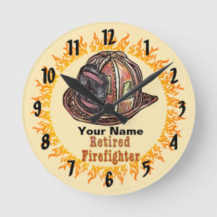 Indraget Firefighter Clock Rund Klocka