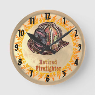Indraget Firefighter Clock Rund Klocka