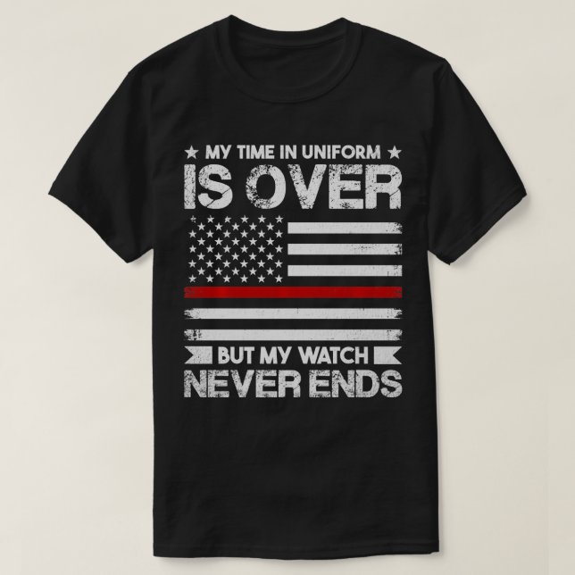 Indraget Firefighter Thin Red Line Pension Firem T Shirt (Design framsida)