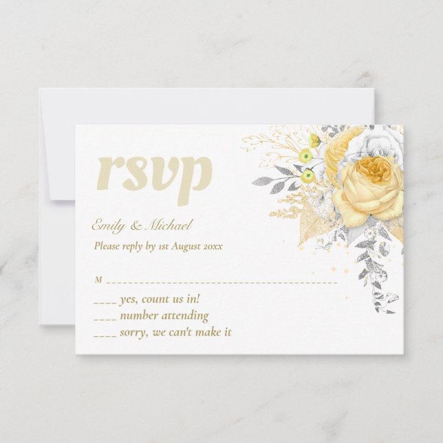 Indulent OSA White Guld Ro Bouquet med Menu Kort (Framsida)