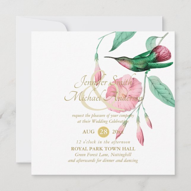 Indulgent Mint Rosa Hummingbird Blommigt Vine Flow (Framsida)