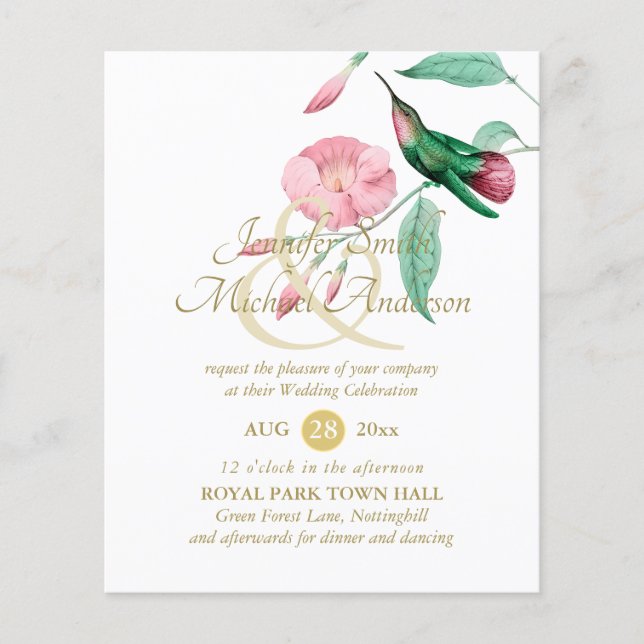 Indulgent Mint Rosa Hummingbird Blommigt Vine Flow (Framsida)