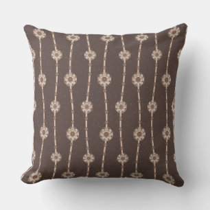 Indulgent Ophelia Blommigt Pärlor chain Rand Brown Kudde