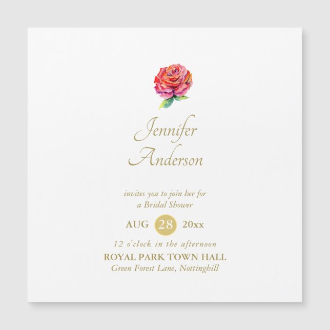 Indulgent Röd ros Watercolor Guld Möhippa (Framsida)