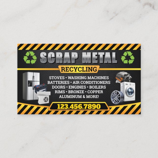 Industrial and Bilingual Scrap Metal Business Card Visitkort (Framsida)