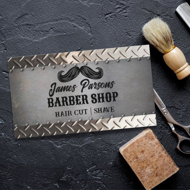 Industrial Barbershop Hair Stylist Barber Shop Visitkort (Industrial Barbershop Hair Stylist Barber Shop Business Card)
