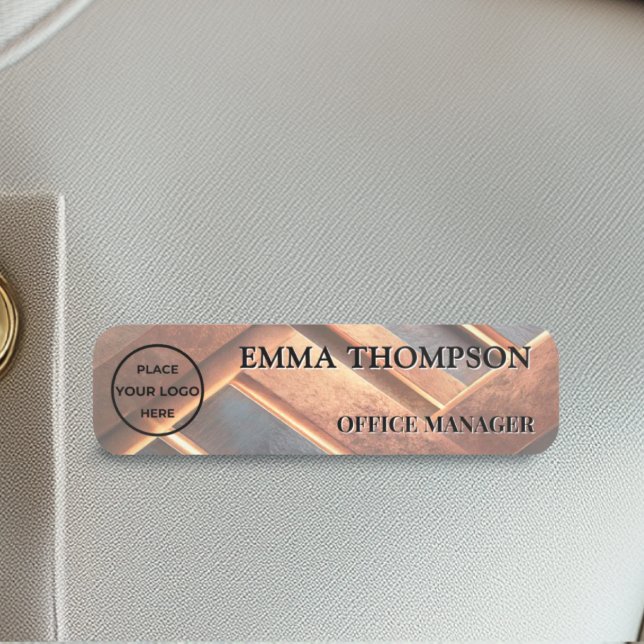 Industrial Chic Copper Facet Name Badge Custom 名札 Namnbricka (Skapare uppladdad)