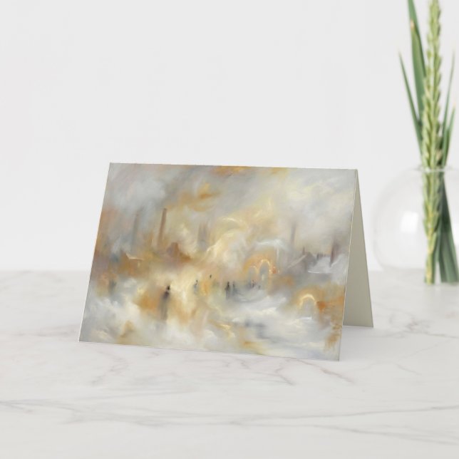 Industrial Cityscape Romantic Style Greeting Card Helgkort (Framsida)