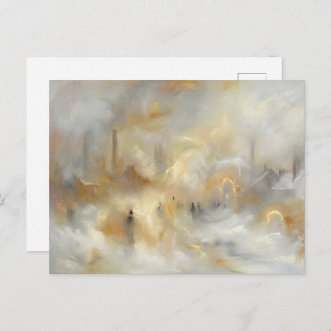 Industrial Cityscape Romantic Style Postcard Helg Vykort (Fram/baksida)