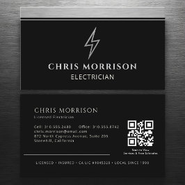 Industrial Electrician Metallic QR Code Visitkort