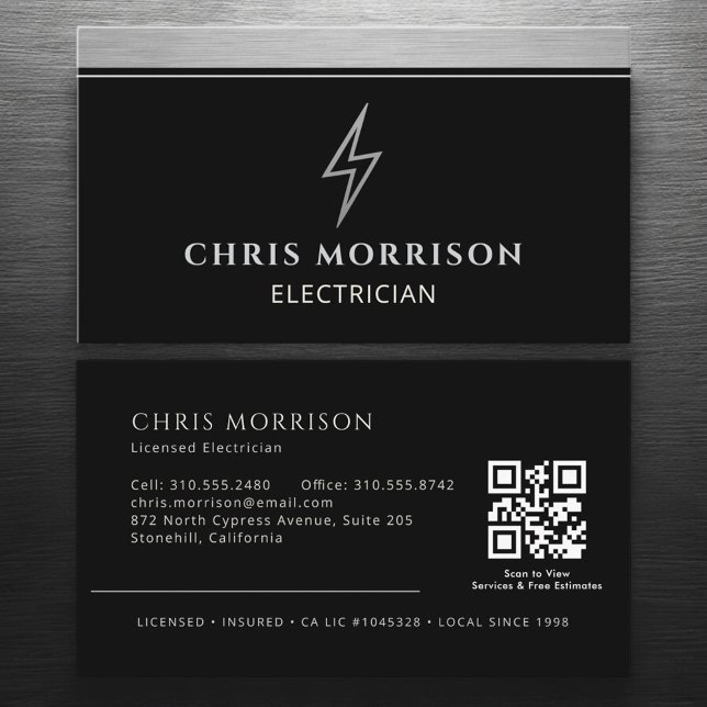 Industrial Electrician Metallic QR Code Visitkort (Skapare uppladdad)