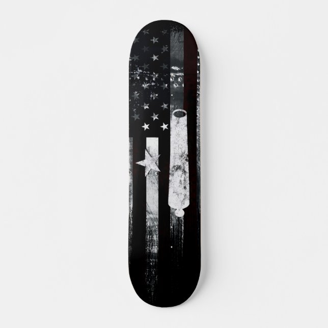 Industrial Grunge American Flagga Star och Cannon Mini Skateboard Bräda 18,5 Cm (Framsida)