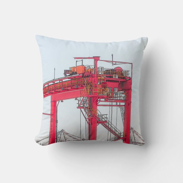 Industrial Harbour Crane Sketch Kudde (Framsida)