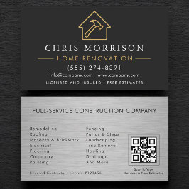 Industrial Metallic Home Renovation QR Code Visitkort