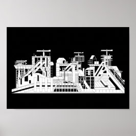 Industrial Metallurgical Combine Silhouette Poster
