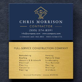 Industrial Navy Blue Gold Metal Home Improvement Visitkort