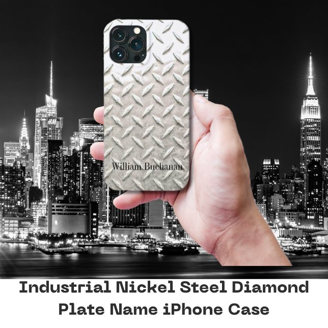Industrial Nickel Steel Diamond Plate Namn (Personalized Diamond Plate iPhone Case)