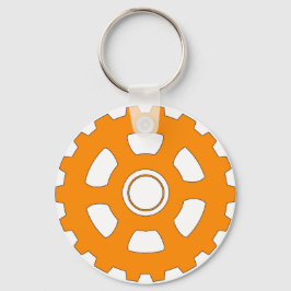 Industrial Orange Gear Cogwheel Nyckelring