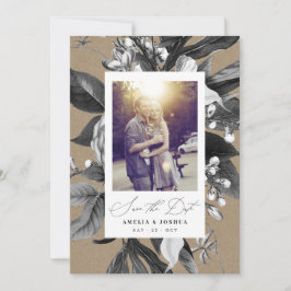 Industrial Rustic Chic Blommigt Bröllop Photo Kraf Spara Datumet