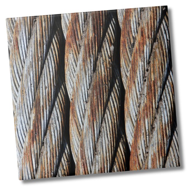 Industrial Rustic Metall Rope Kakelplatta (Rustic Distressed Metal Cable Rope Beach Nautical Ceramic Tile)
