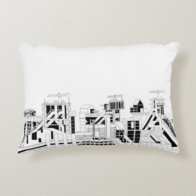 Industrial Skyline Accent Pillow Prydnadskudde (Framsidan)